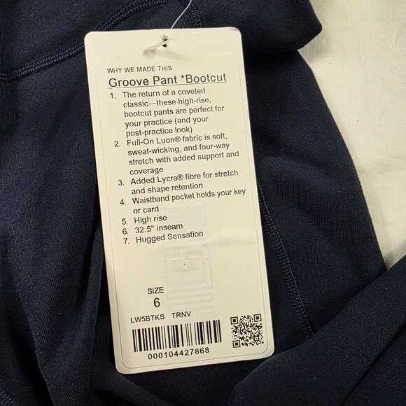 Lululemon Groove Pants Bootcut Womens Size 6 Blue High-Rise Full-On Luon Pants - Picture 6 of 12